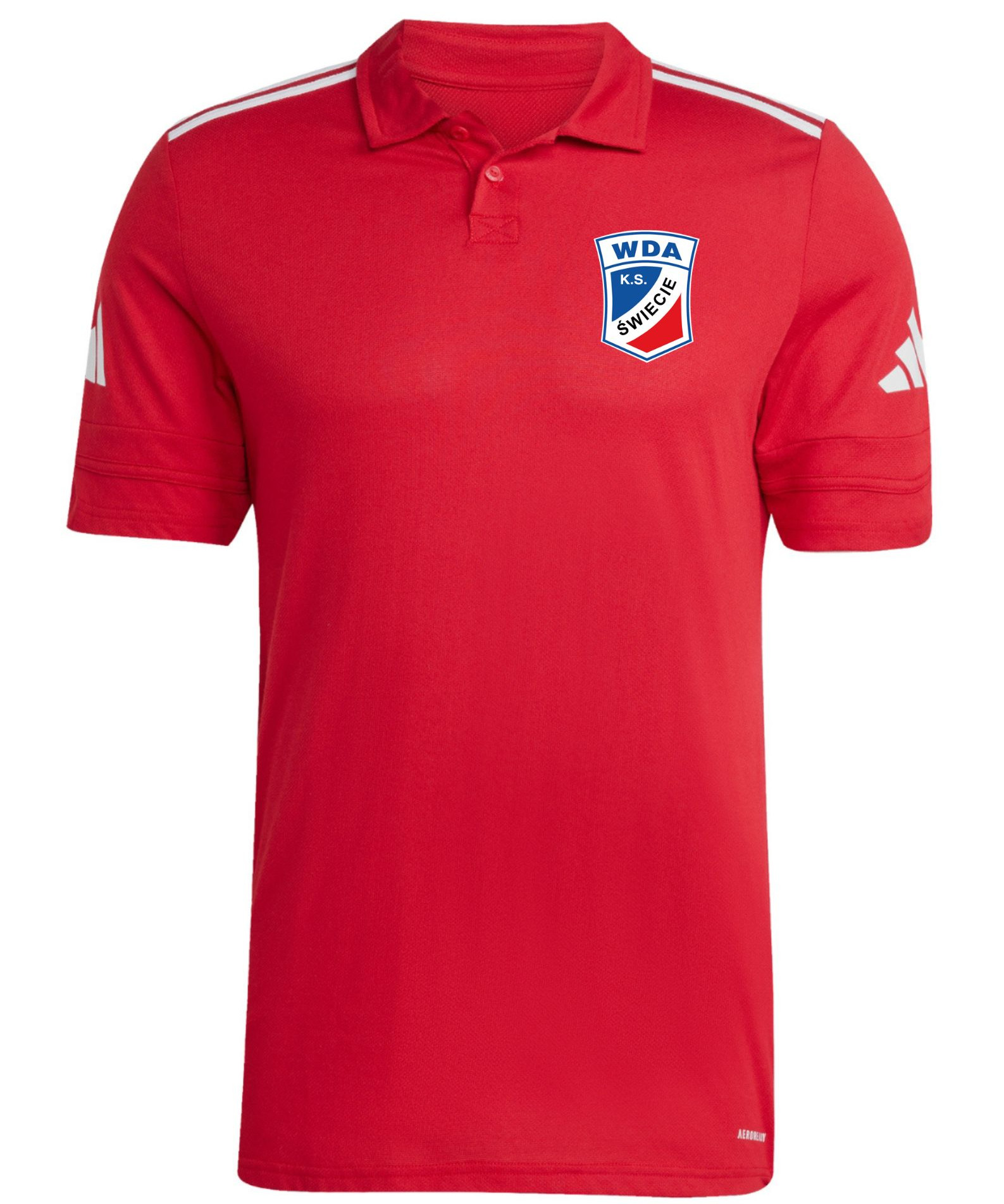 Koszulka polo wyjściowa adidas Wda Świecie czerwona - dziecięca/męska