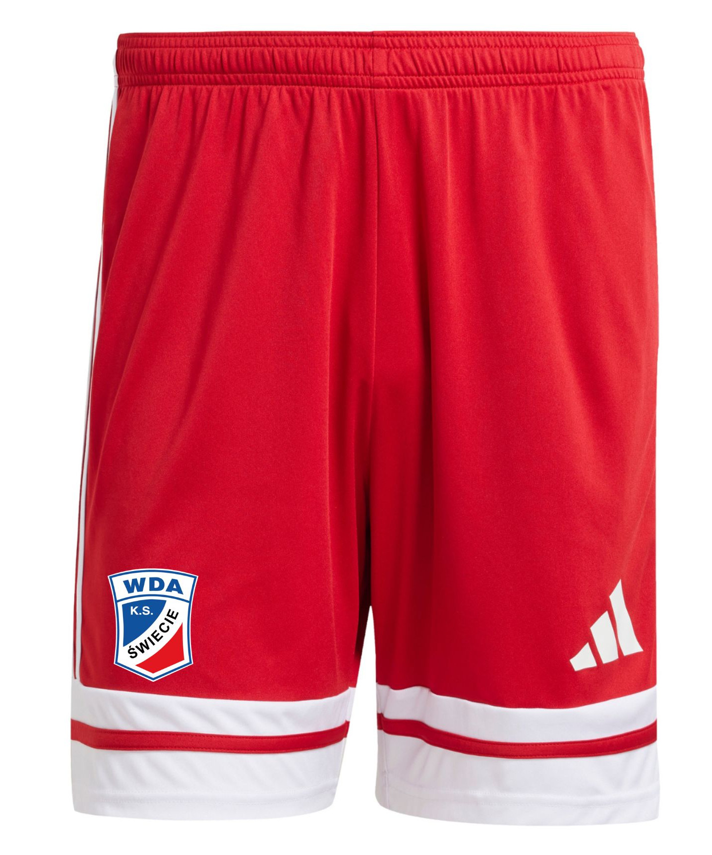 Spodenki adidas meczowe Wda Świecie wyjazdowe czerwone - dziecięce/męski